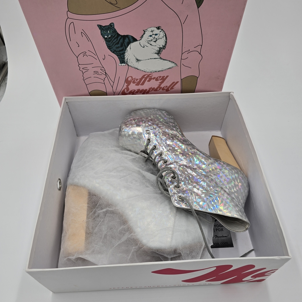 Jeffrey Campbell Silver Holographic Platform Heels - Picture 14 of 16